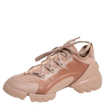 Pre Owned Dior Beige Fabric and Leather D Connect Low Top Sneakers Size 38