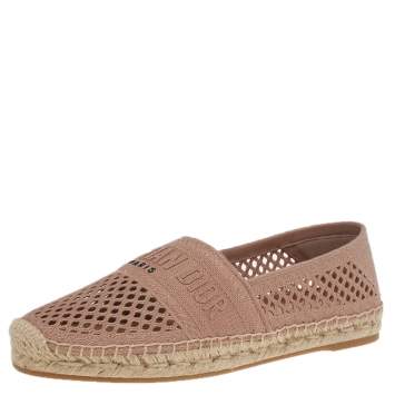 Pre Owned Dior Beige Mesh Granville Embroidery Espadrille Flats Size 40