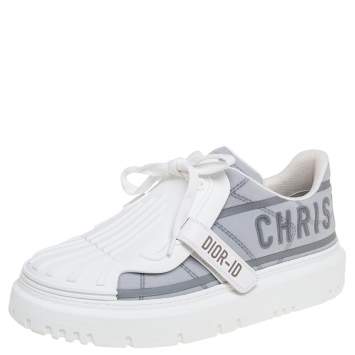 Pre Owned Dior White/French Blue Technical Fabric and Rubber Dior ID Sneakers Size 39.5