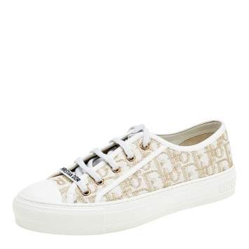Pre Owned Dior White Oblique Canvas Sneakers Size 38.5