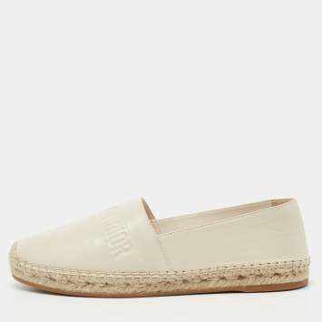 Pre Owned Dior Cream Leather Granville Flat Espadrilles Size 38.5