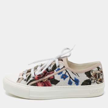 Pre Owned Dior Multicolor Floral Embroidered Canvas Walk N Dior Low Top Sneakers Size 38