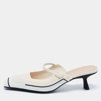 Pre Owned Dior White Fabric And Rubber D-motion Mules Size 42