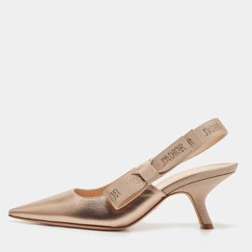 Pre Owned Dior Metallic Leather Jadior Slingback Pumps Size 37