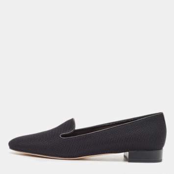 Pre Owned Dior Black Technical Fabric Slip On Loafers Size 39.5