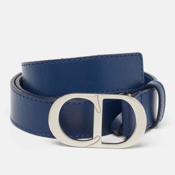 Pre Owned Dior Blue Leather CD Icon Belt 65CM