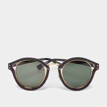 Pre Owned Dior Black/Gold Elliptic Oval Sunglasses