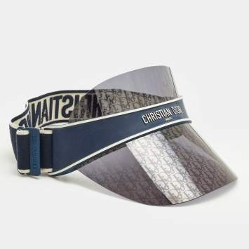 Pre Owned Christian Dior Navy Blue Oblique Dior Club Sun Visor