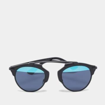 Pre Owned Dior Black/Blue Mirror So Real Aviators Sunglasses