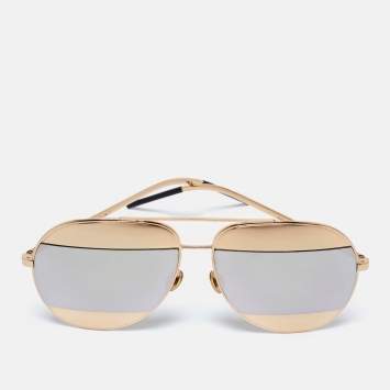Pre Owned Dior Gold Tone/Grey 000DC DiorSplit 1 Aviator Sunglasses