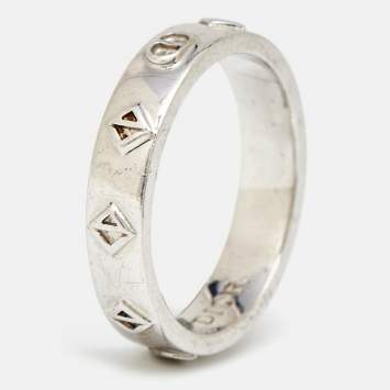 Pre Owned Dior CD Diamond Sterling Silver Ring Size 58