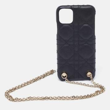Pre Owned Dior Black Cannage Quilted Leather iPhone 11 Pro Max Case