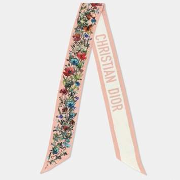 Pre Owned Christian Dior Pink D-Millefiori Mitzah Printed Silk Bandeau Scarf