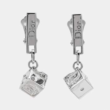 Pre Owned Dior Dice Crystals Silver Tone Earrings