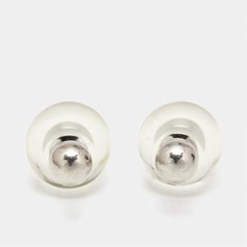 Pre Owned Dior Tribales Clear Resin Silver Tone Stud Earrings