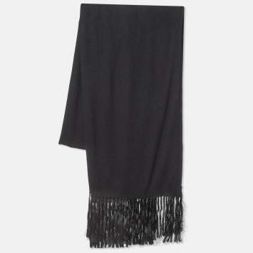 مملوكة مسبقًا Dior Black Cashmere Fringed Stole