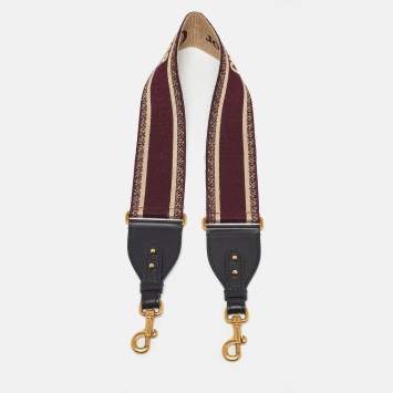 Pre Owned Dior Burgundy Embroidered Canvas and Leather Book Shoulder Strap