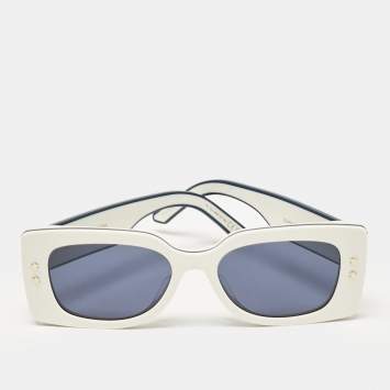 Pre Owned Dior White/Navy Blue DiorPacific S1U Square Sunglasses