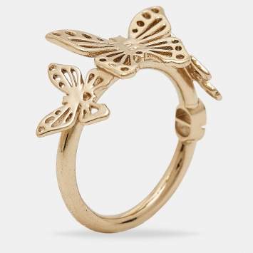 Pre Owned Dior Butterfly Gold Tone Ring Size 52