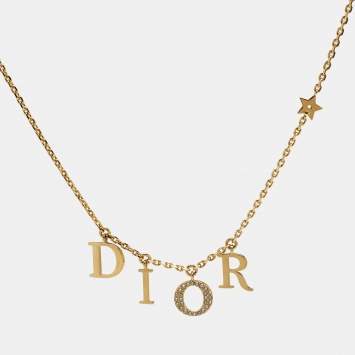 Pre Owned Dior Dio(r)evolution Crystals Gold Tone Necklace