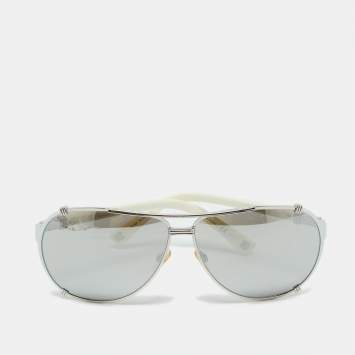 Pre Owned Dior Silver Tone/Grey DiorChicago2 STR Aviator Sunglasses