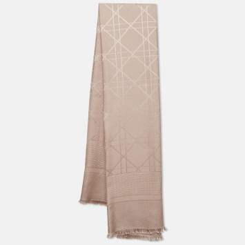 Pre Owned Dior Beige Cannage Silk Blend Square Scarf