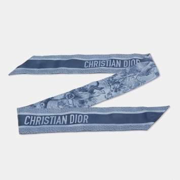 مملوكة مسبقًا Dior Blue Silk Toile de Jouy Sauvage Mitzah Scarf