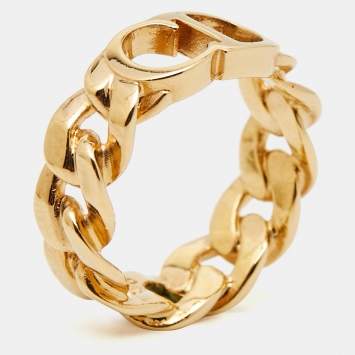 Pre Owned Dior Danseuse Etoile Gold Tone Ring Size 52