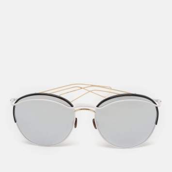 Pre Owned Dior White/Grey Mirrored DiorRound Aviator Sunglasses