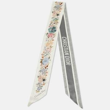 Pre Owned Christian Dior Grey Silk Jardin d'Hiver Mitzah Scarf