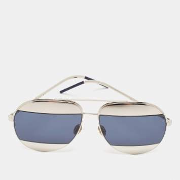 Dior Silver/Blue 010KU DiorSplit 1 Aviator Sunglasses