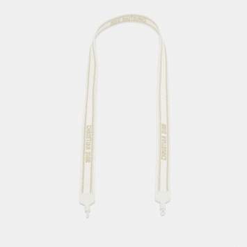 Pre Owned Dior White Logo Embroidered Woven Sunglasses Strap