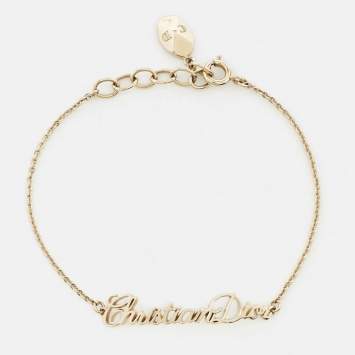 Pre Owned Dior Logo Gold Tone Bracelet