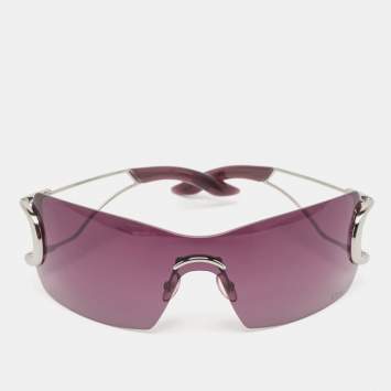 Pre Owned Dior Diorly 2 Purple Silver Tone 6LBNP Shield Sunglasses
