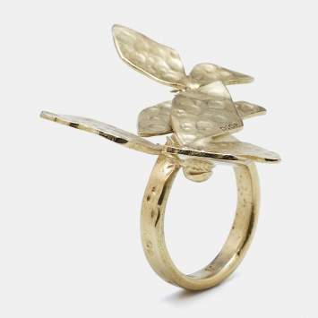 Pre Owned Dior Butterfly Gold Tone Ring Size 52