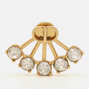 Pre Owned Dior Petit CD Crystals Gold Tone Single Earring
