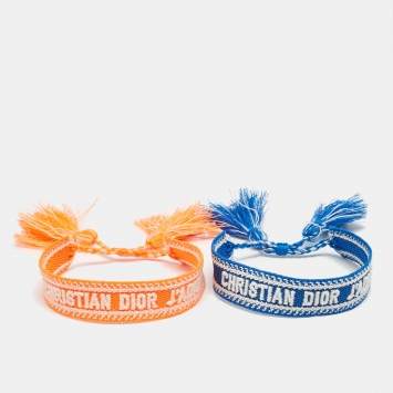 Pre Owned Dior Orange/Blue J'Adior Woven Friendship Bracelet Set