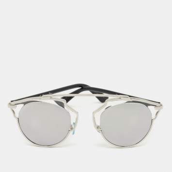 Pre Owned Dior Silver/Black Mirrored DiorSoReal Aviator Sunglasses
