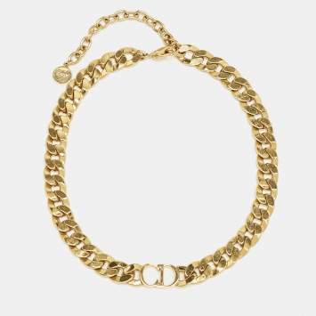 Pre Owned Dior CD Danseuse Etoile Gold Tone Choker Necklace
