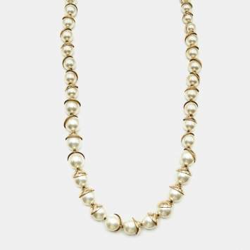 Dior Mise en Dior Faux Pearl Gold Tone Necklace