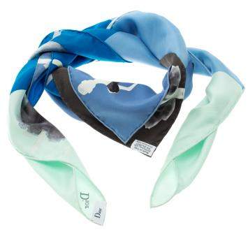 Pre Owned Dior Multicolor Lady Silhouette Print Mats Gustafson Square Silk Scarf