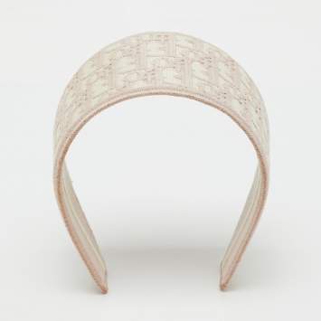 Pre Owned Dior Pink Oblique Pattern Wide Headband