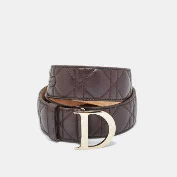 Pre Owned Dior Brown Cannage Leather D Buckle Belt 90 CM