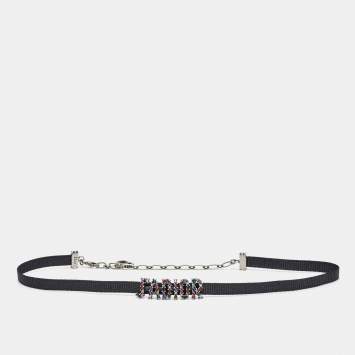 Pre Owned Dior Jadior Multicolor Crystal Silver Tone Choker Necklace