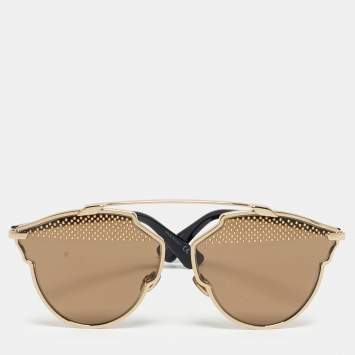 Pre Owned Dior Gold/Black RHL5V So Real Studded Aviator Sunglasses
