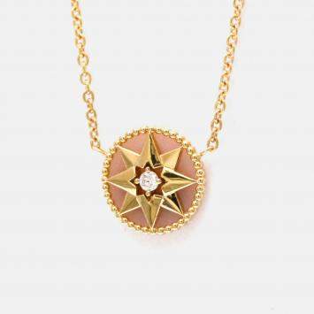 Pre Owned Christian Dior Rose Des Vents 18K Pink Gold Diamond Opal Pendant Necklace