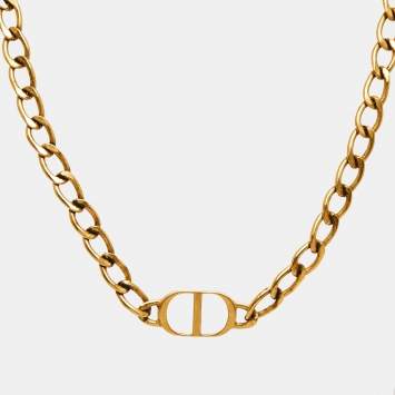 Pre Owned Dior Petit CD Gold Tone Necklace