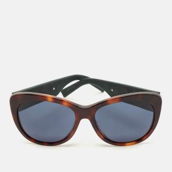 Pre Owned Dior Tortoise Brown/Blue BPDKU Inedite Crystals Cat Eye Sunglasses