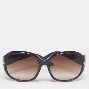 Pre Owned Dior Purple/Brown Gradient 0T7P5 MinuitF Crystal Oversized Sunglasses