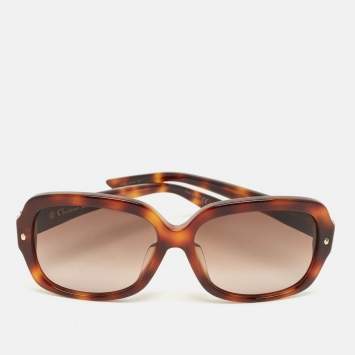 Pre Owned Dior Tortoise Brown Gradient Brillance F Crystal Square Sunglasses